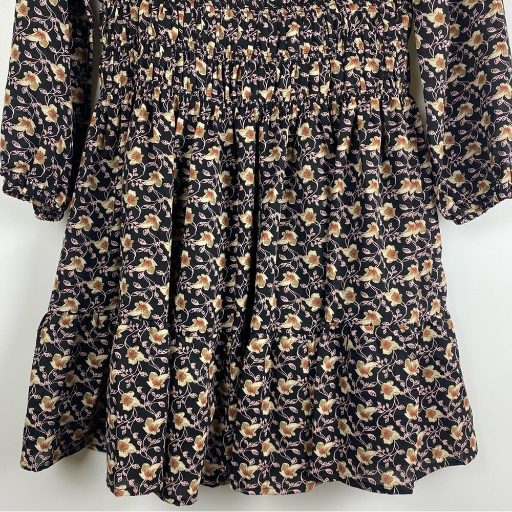 THML Floral Smocked Waist Black Dress Womens Size XS - Picture 10 of 12